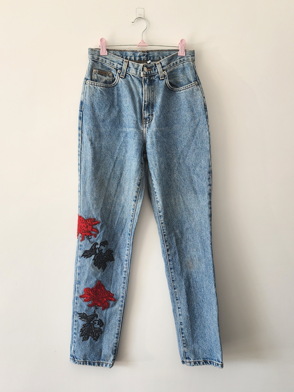 Vintage Calvin Klein Embroidered High Rise Jeans 4 Blue 80s Union Made In USA